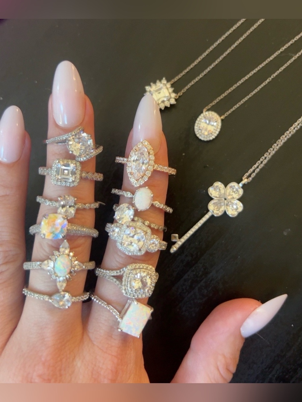 15-Piece Sterling Silver Jewelry Lot – 12 Rings + 3 Necklaces – Size 9